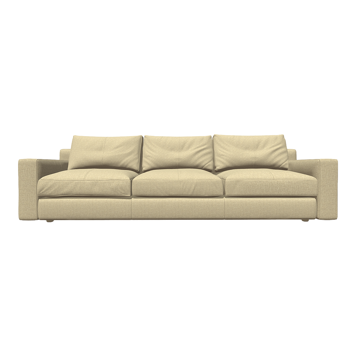 French Simple Style Beige Fabric Three-Seat Sofa