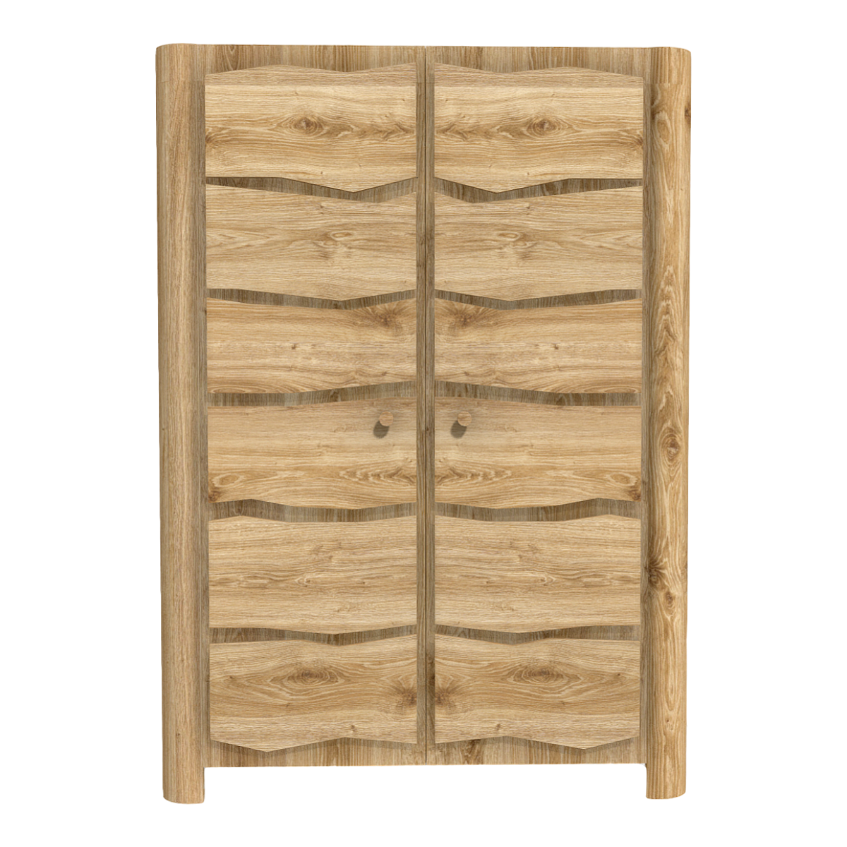 Italian Pastoral Oak Double Door Vertical Wardrobe