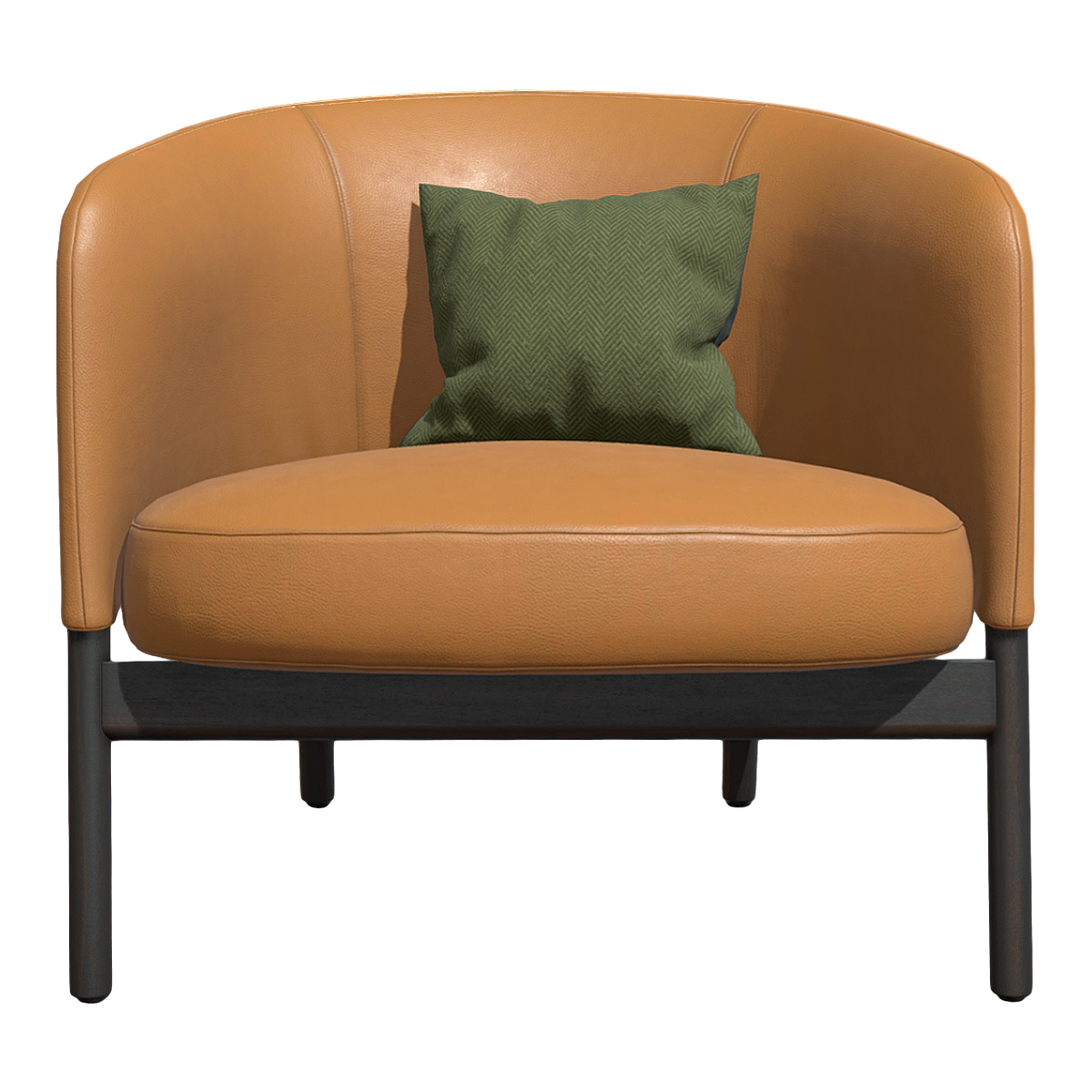 Italian Minismal Orange Leather Sofa Armchair
