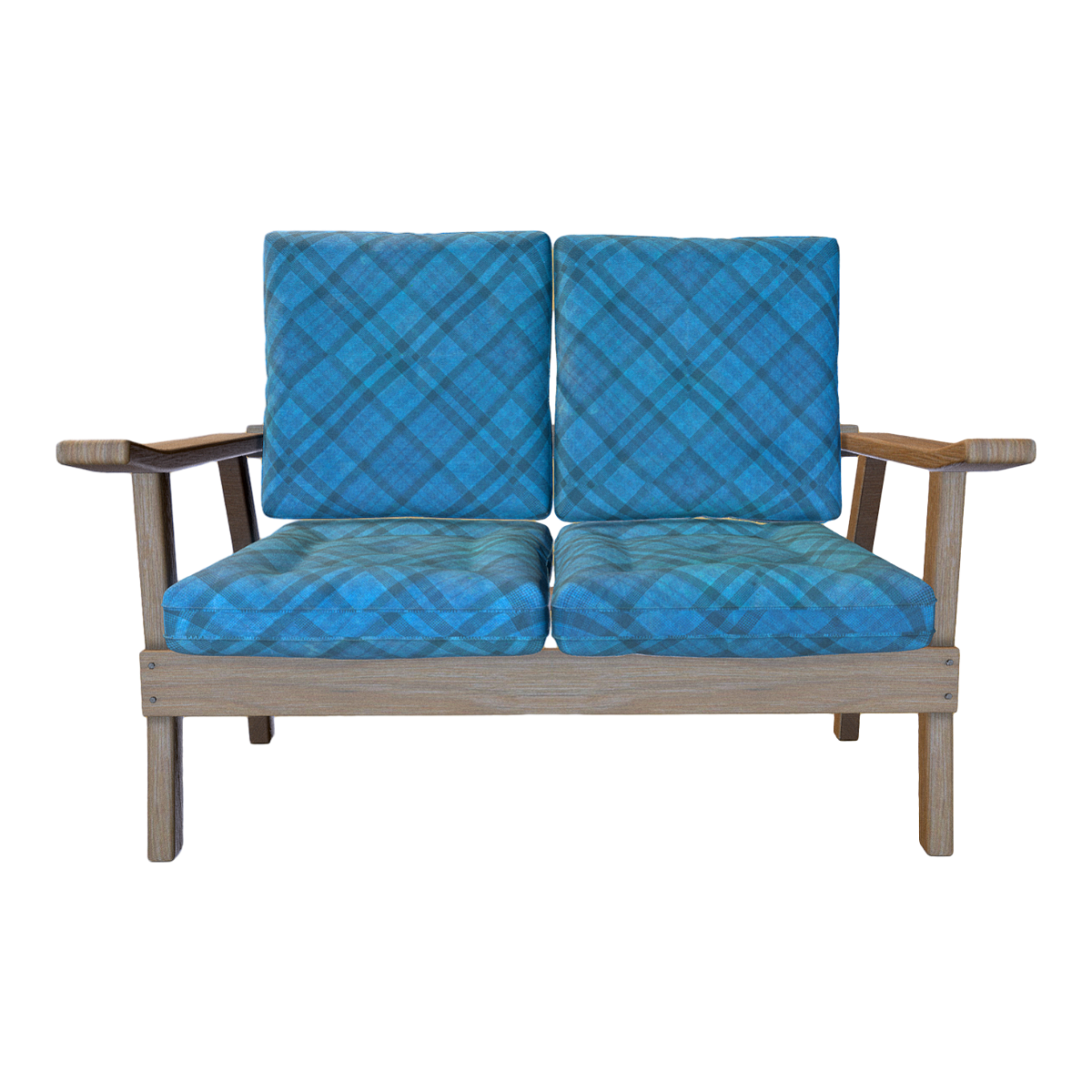 American-style old-school blue fir fabric two-seat sofa chair