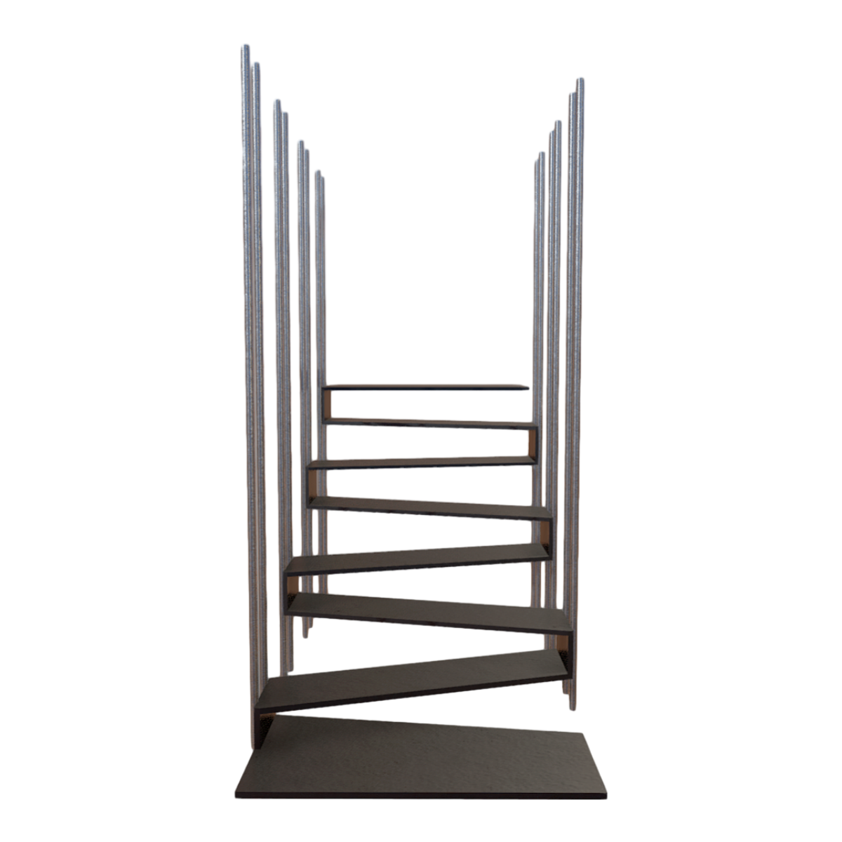 French creative design pure black hanging stairs