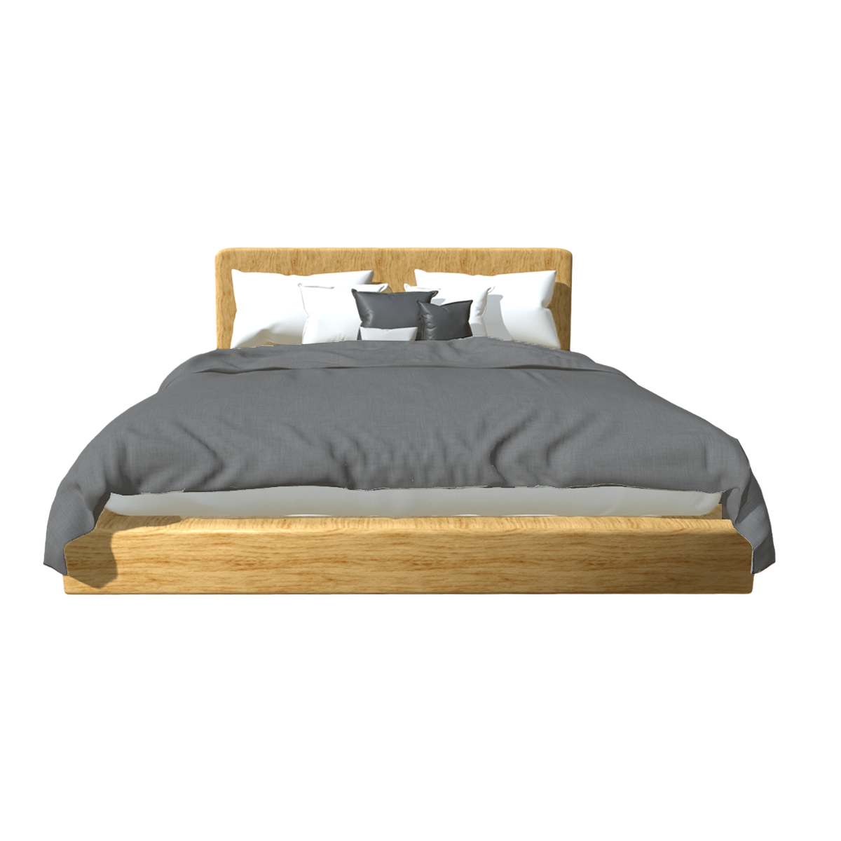 Nordic Style Modern Style Oak Fabric Bedroom Double Bed