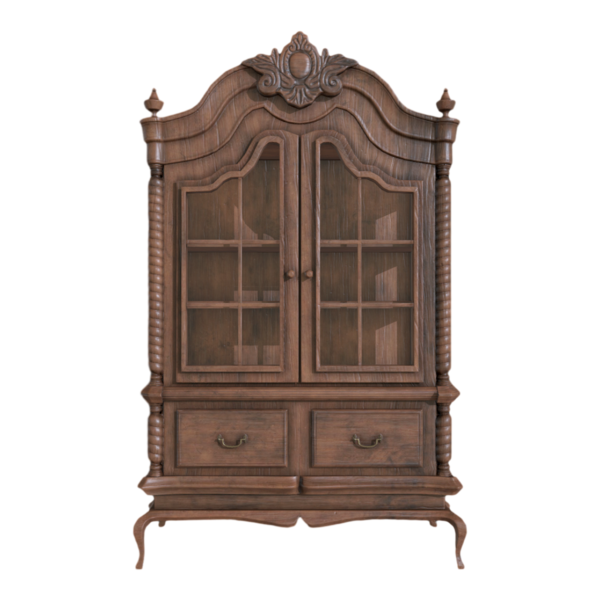 British Style Classic Style Vintage Walnut Floor Cabinet