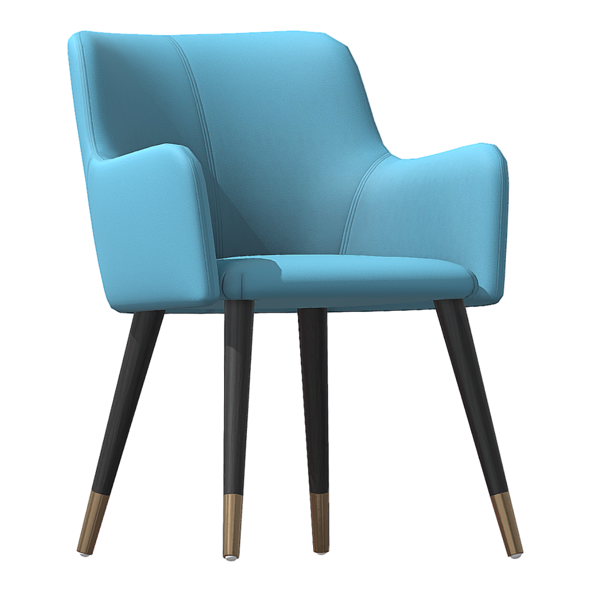 French Modern Blue Cotton Lint Fabric Armchair