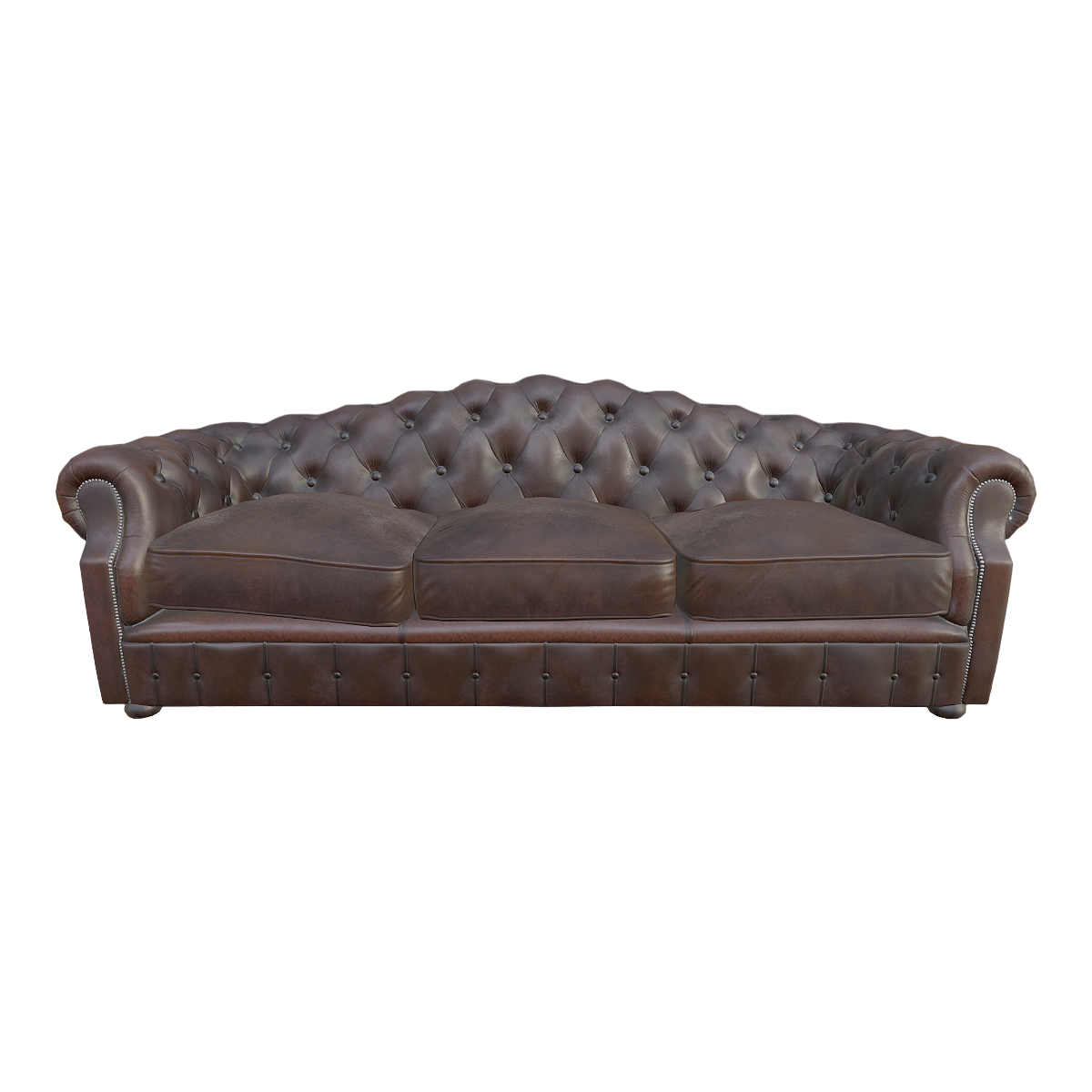 British-style Victorian-style leather three-seat sofa