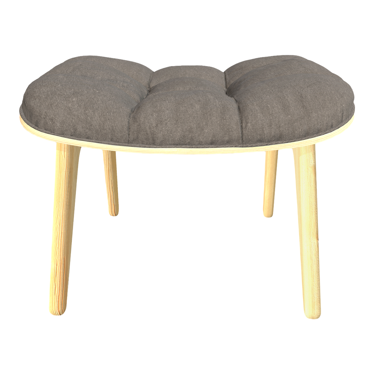 French Modern-style White Birch Wooden Velvet Cushion Low Stool