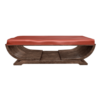American Style Retro Red Leather Black Walnut Bench
