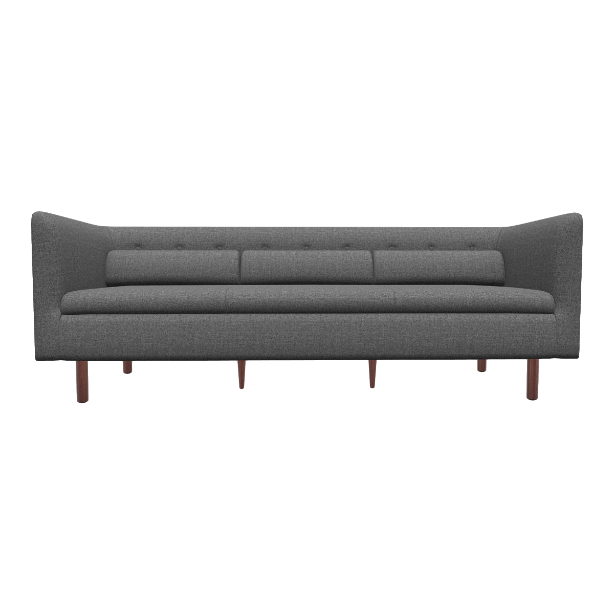 Italian Modern Style Mud Grey Fabric Three-Seat Sofa