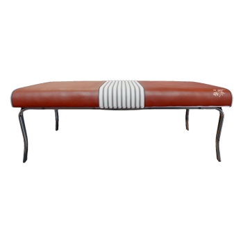 American Style Retro Red Two-Tone Leather Bench
