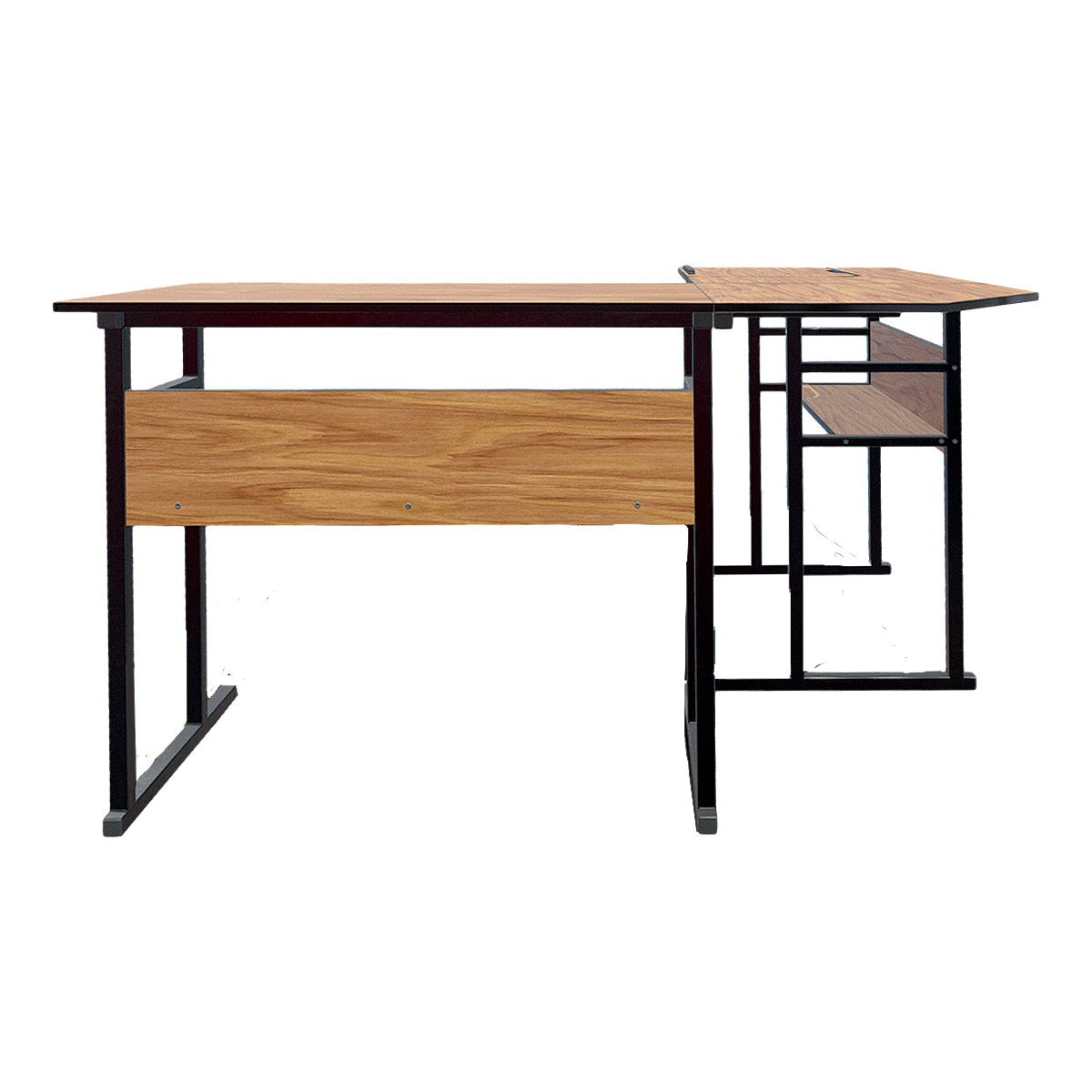 American Style Simple Style Metal Bracket Solid Wood Board Corner Table