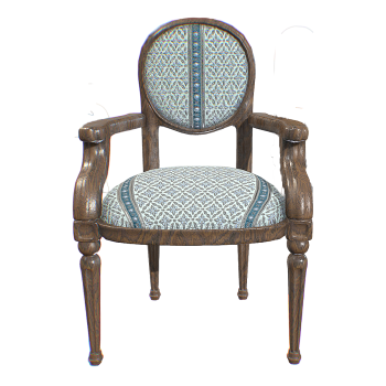 British style black walnut striped fabric armchair