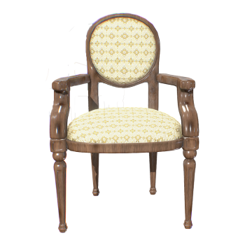 British style luxurious black walnut gold silk fabric armchair