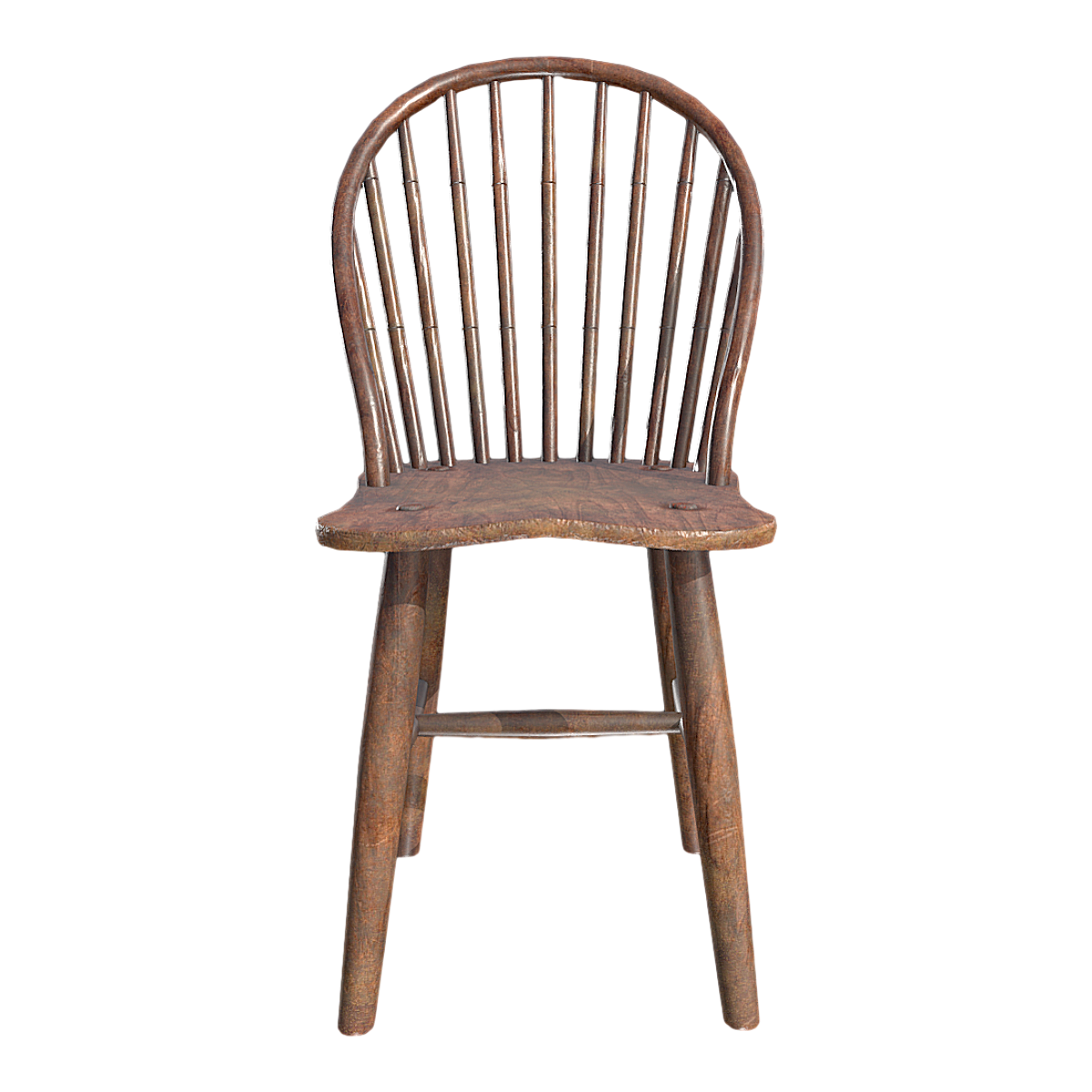 East Asian Vintage Walnut Backrest Chair