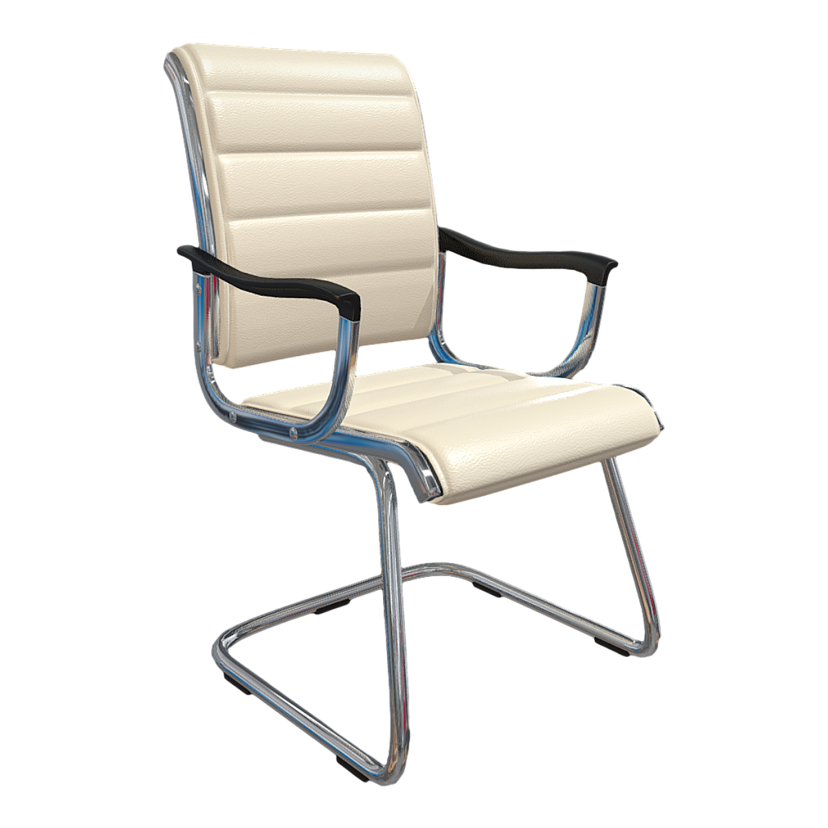 French Modern Beige Leather Steel Frame Armrest Office Chair