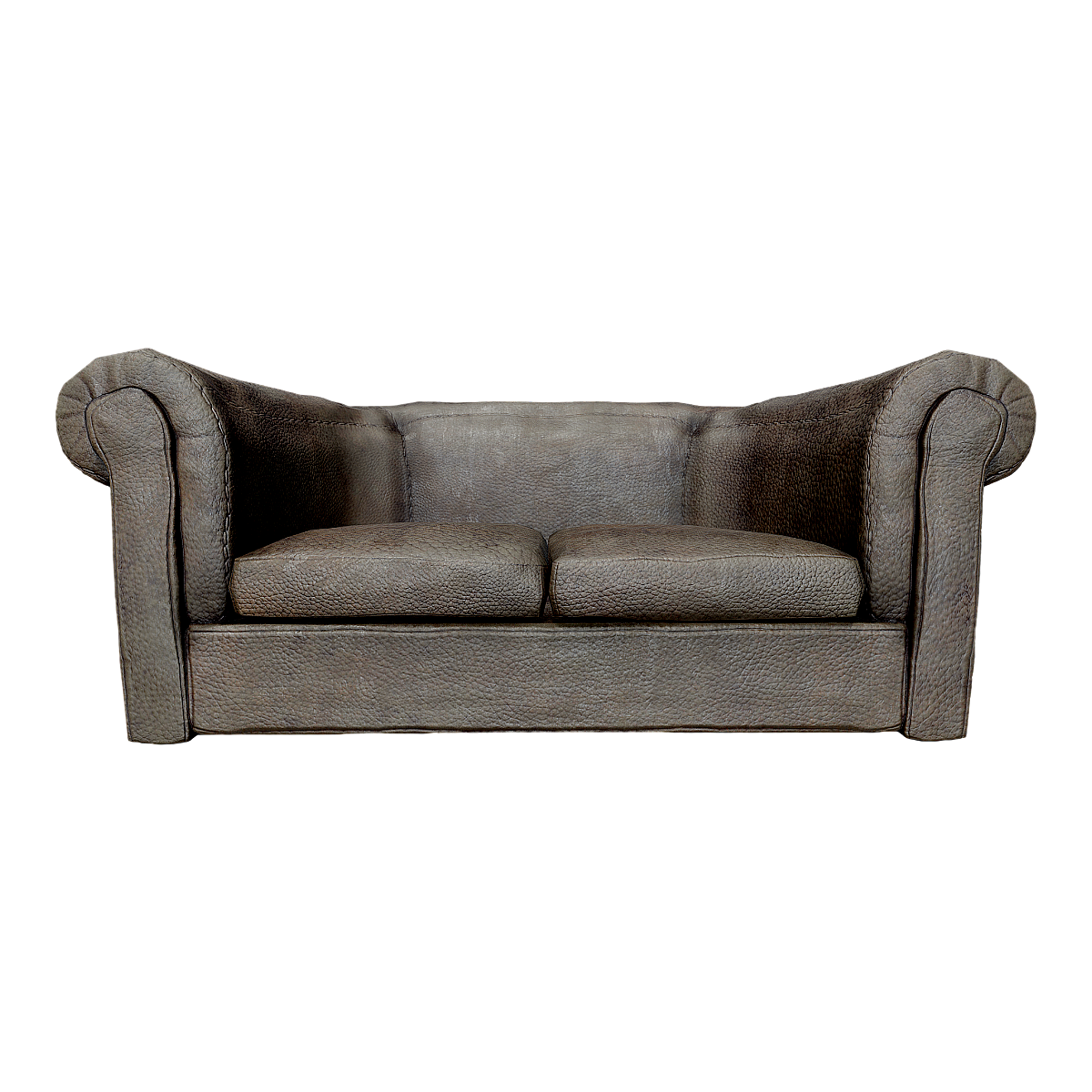 British Style Retro Brown Leather Double Seat Sofa