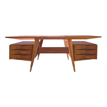 Italian Creative Design Walnut Wood Office Six Drawer Table