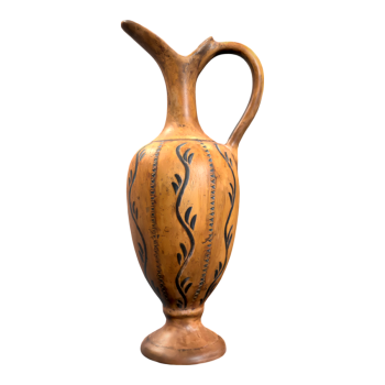 Italian folk handmade walnut wooden kettle