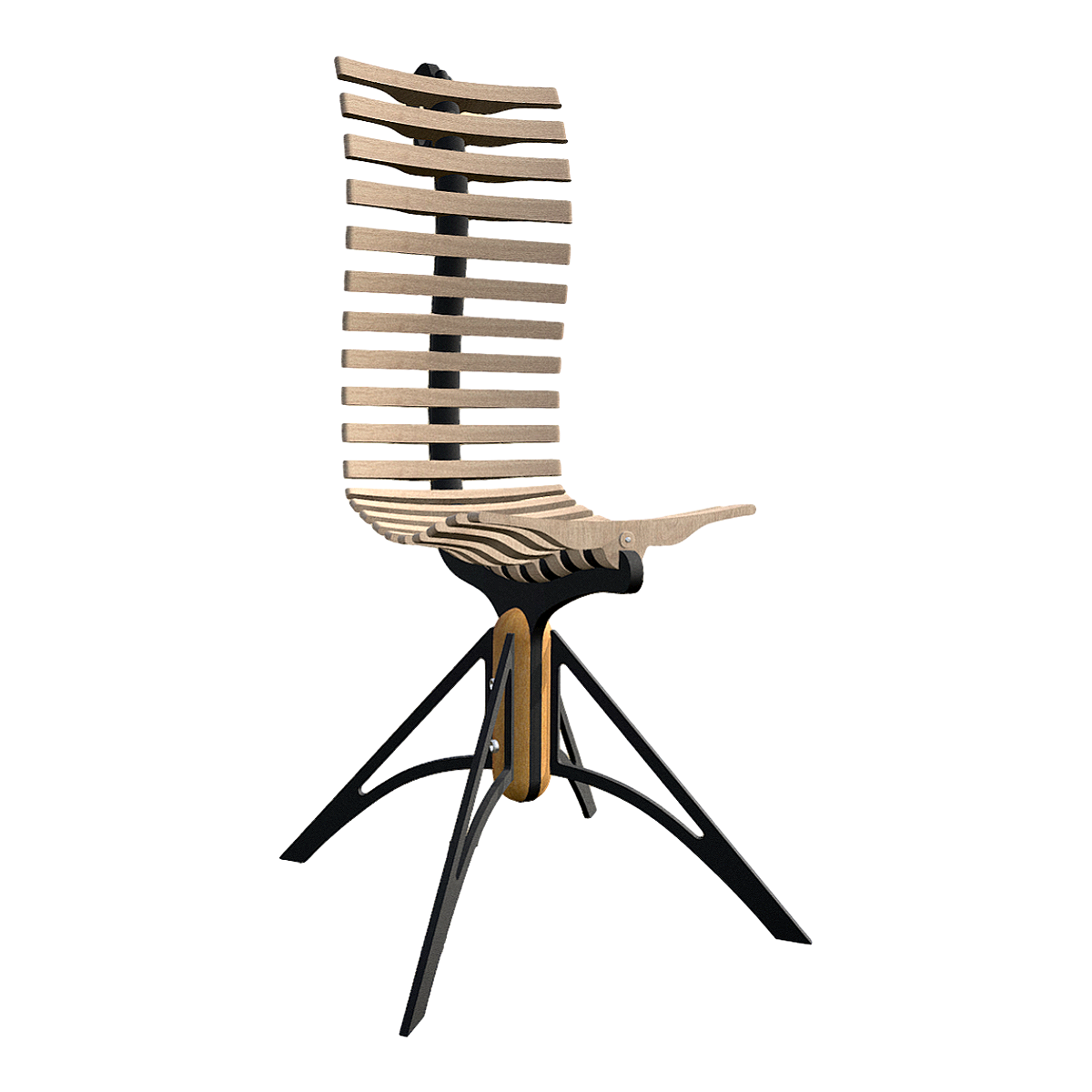 "Move It" Creative Design Plywood Ergonomic Backrest Chair