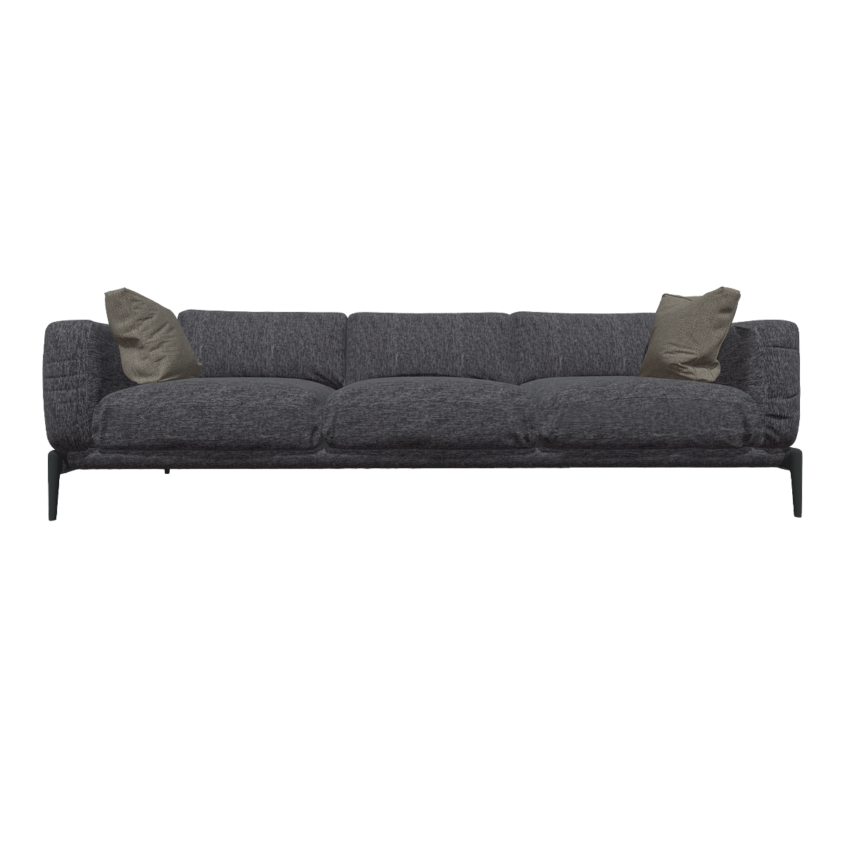 Italian-style modern gray-black fabric three-seat sofa
