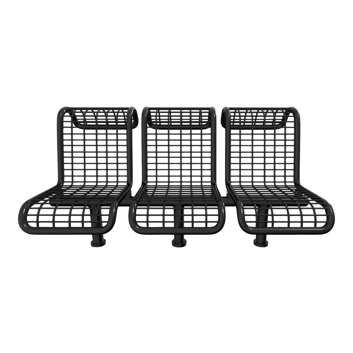 Nordic classic black metal frame three-seat public seat