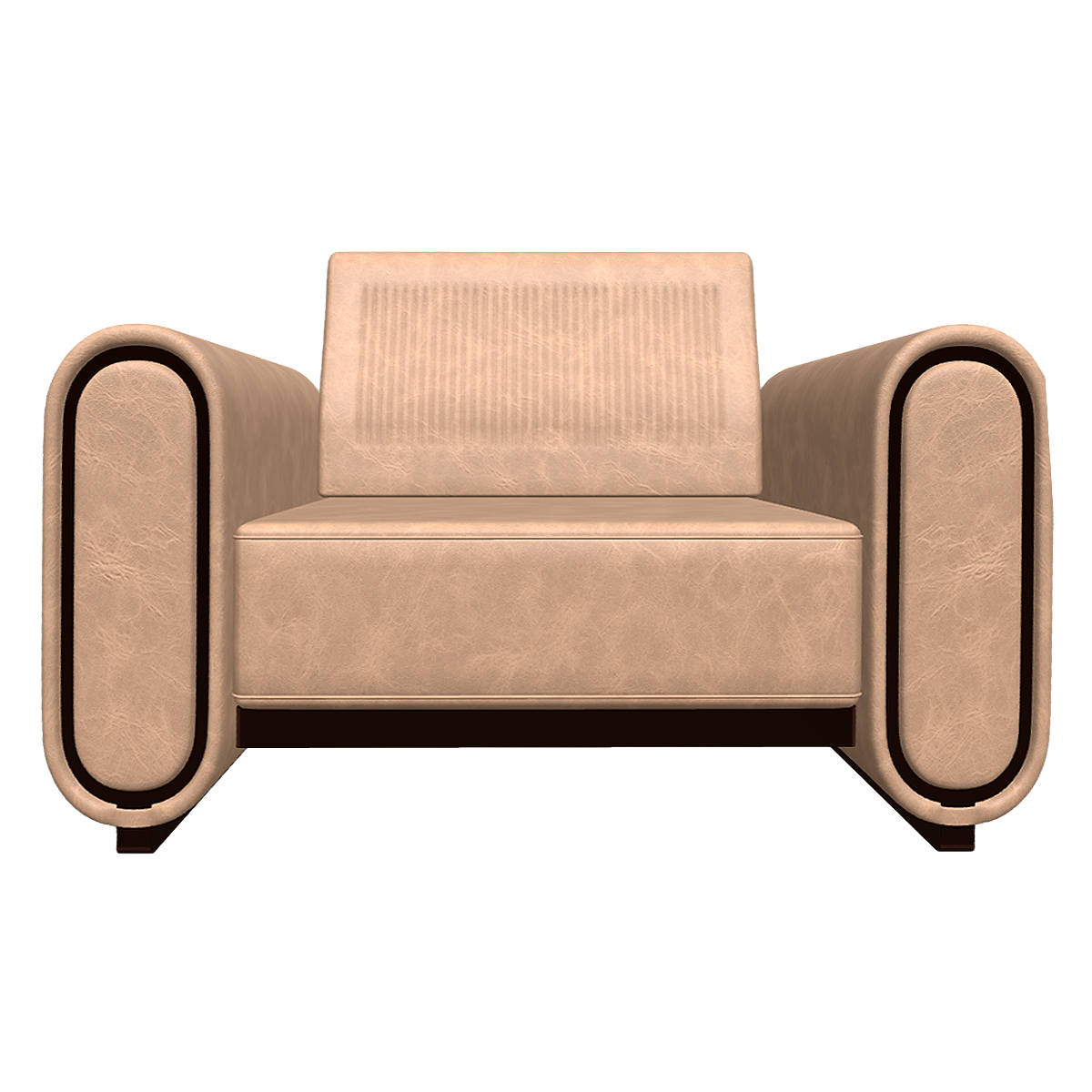 French Modern Beige Leather Single Sofa