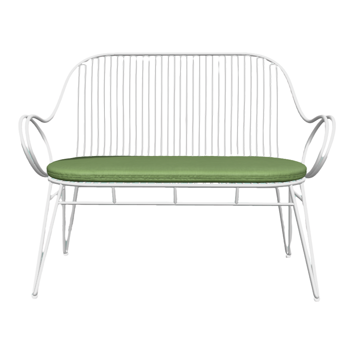 French retro style white wrought iron garden bench