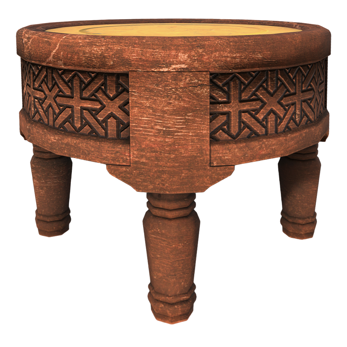 Chinese Style Retro Style Carved Walnut Round Stool