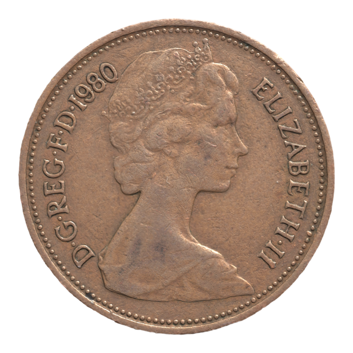 80 s 2 pence coin-Elizabeth II