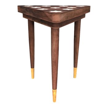 Nordic classic style old hexagonal star pattern walnut triangle stool