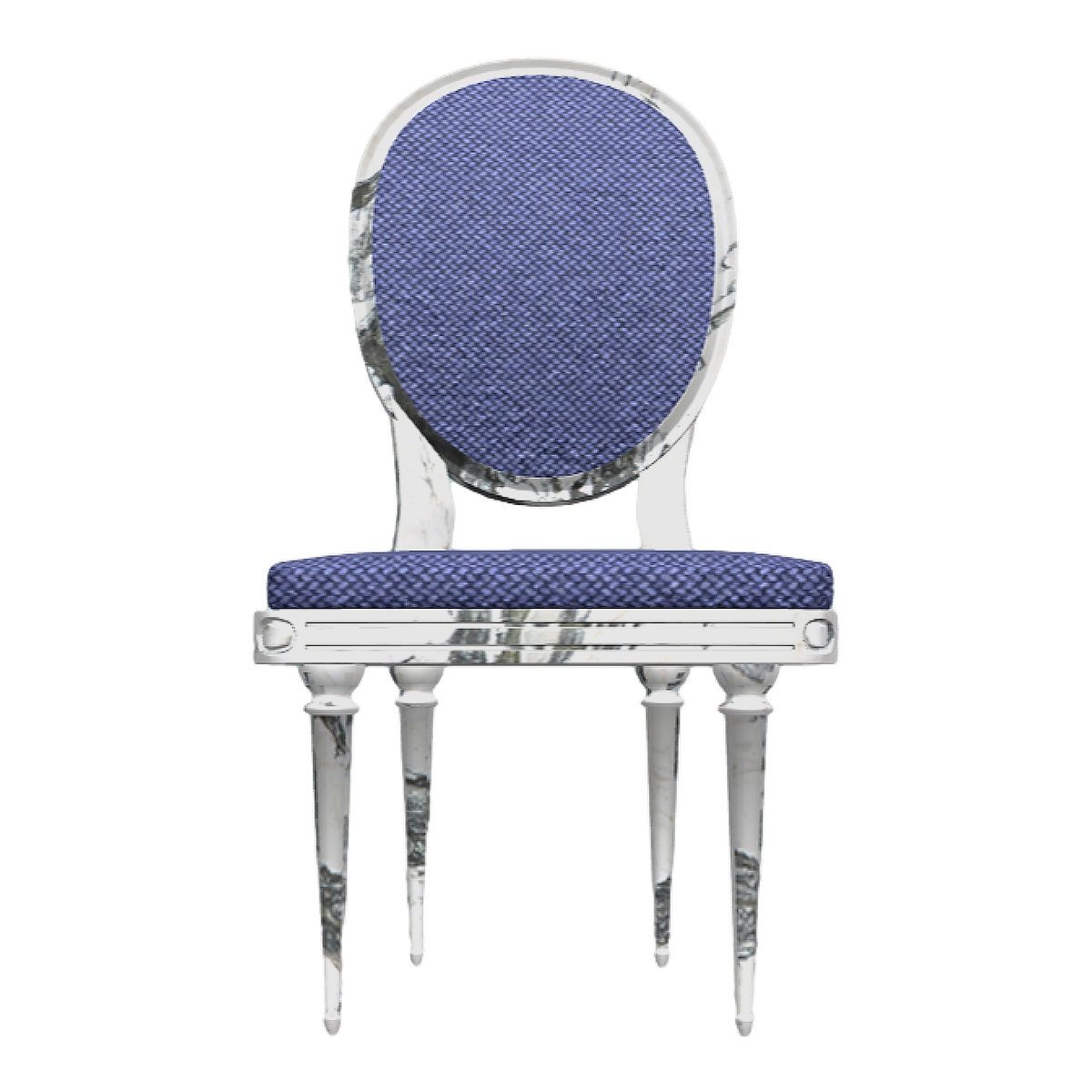 British Style Modern Blue Fabric Birch Backrest Chair