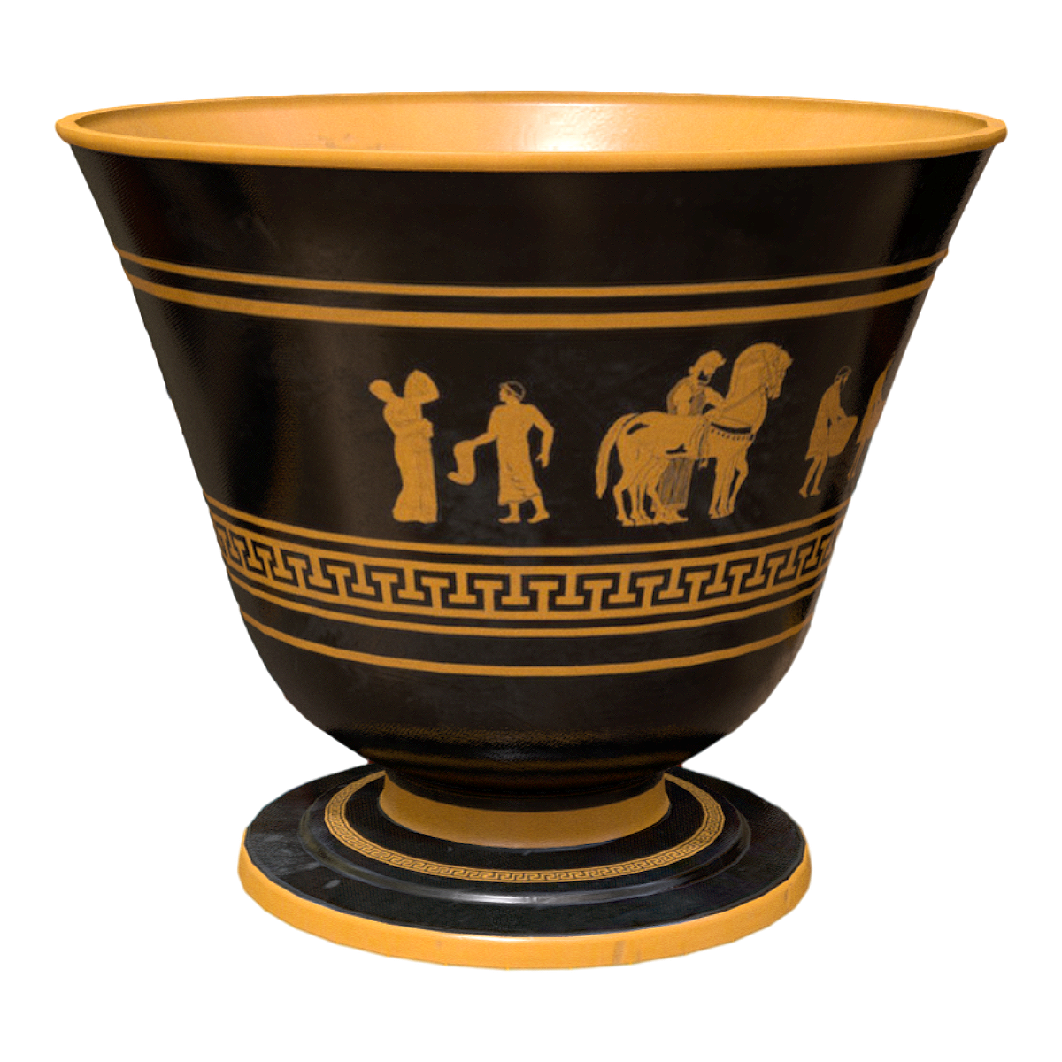 Greek Modern Handicraft Traditional Mythology Black Orange Yellow Wine Glass