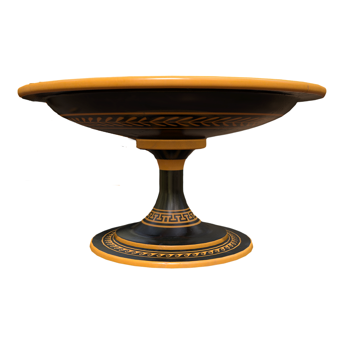 Greek Modern Handicraft Traditional Mythology Black Orange Yellow High Foot Plate