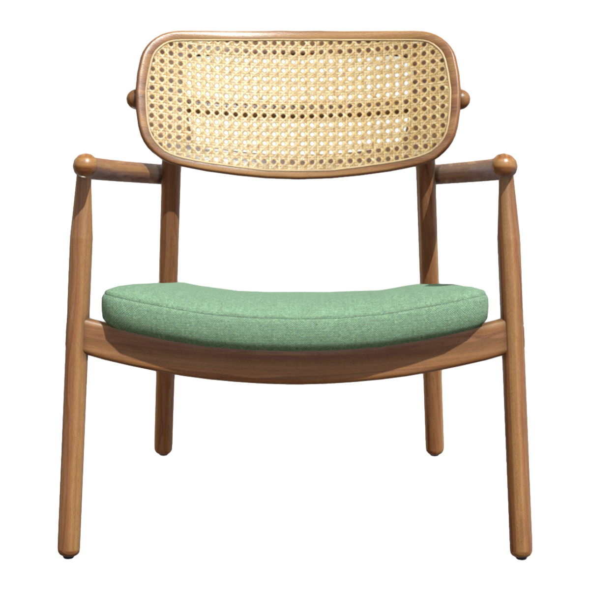 East Asian Style Modern Walnut Fabric Cushion Hollow Backrest Armchair