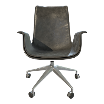 Italian Classic Black Leather Office Rotating Armchair