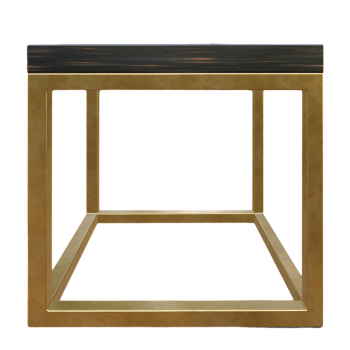 French Minimalist Bronze Frame Black Walnut Side Table