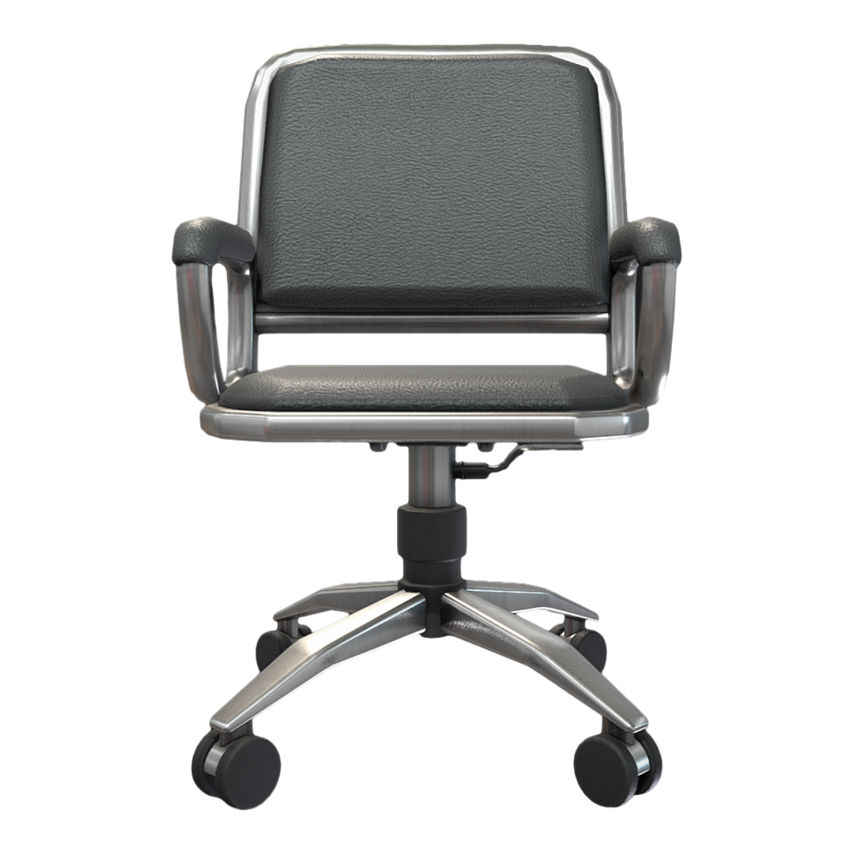 Italian Classic Black Leather Office Armchair