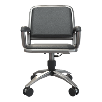 Italian Classic Black Leather Office Armchair