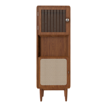 Italian-style imitation medieval wind double-column sappan three-layer cabinet
