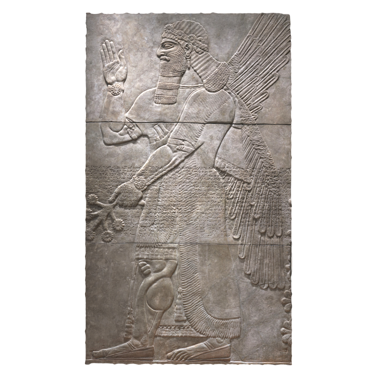 New Assyria Period Gypsum Relief "Salute Guardian Spirit Saluting Protective Spir"
