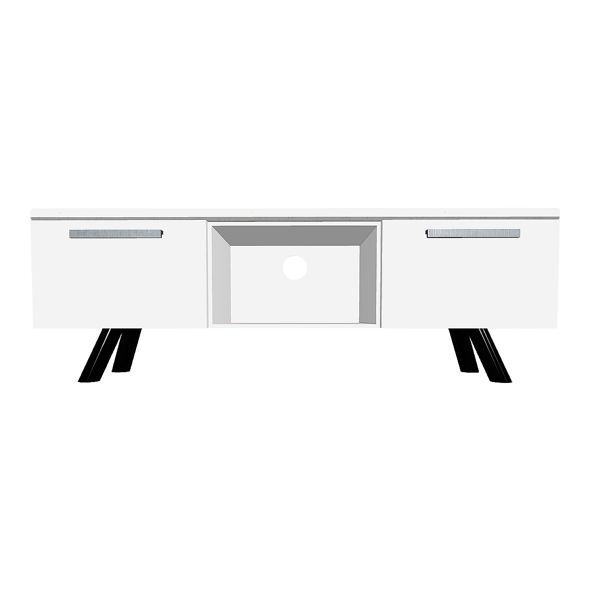 French Modern Minimale White Composite Wooden TV Cabinet