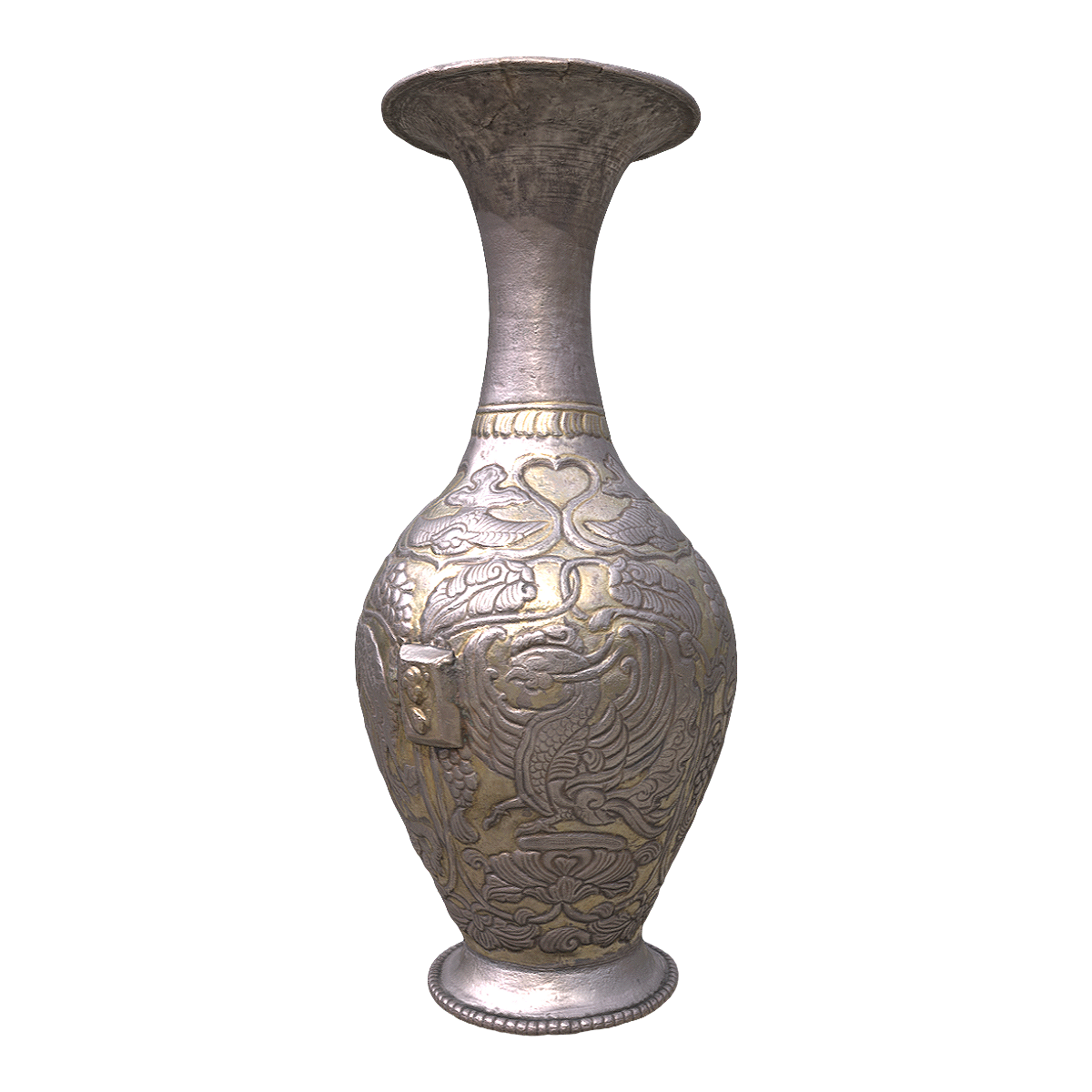 Tibetan silver vase during the Tang Dynasty "Tibetan gold-plated silver vase"