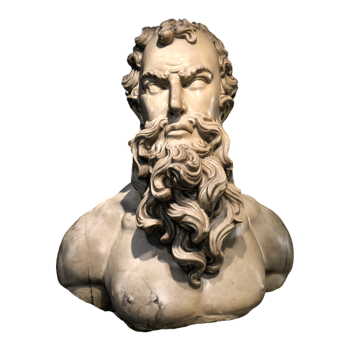 The marble bow statue of the British fifth class frigate 'The Old Father Thames'