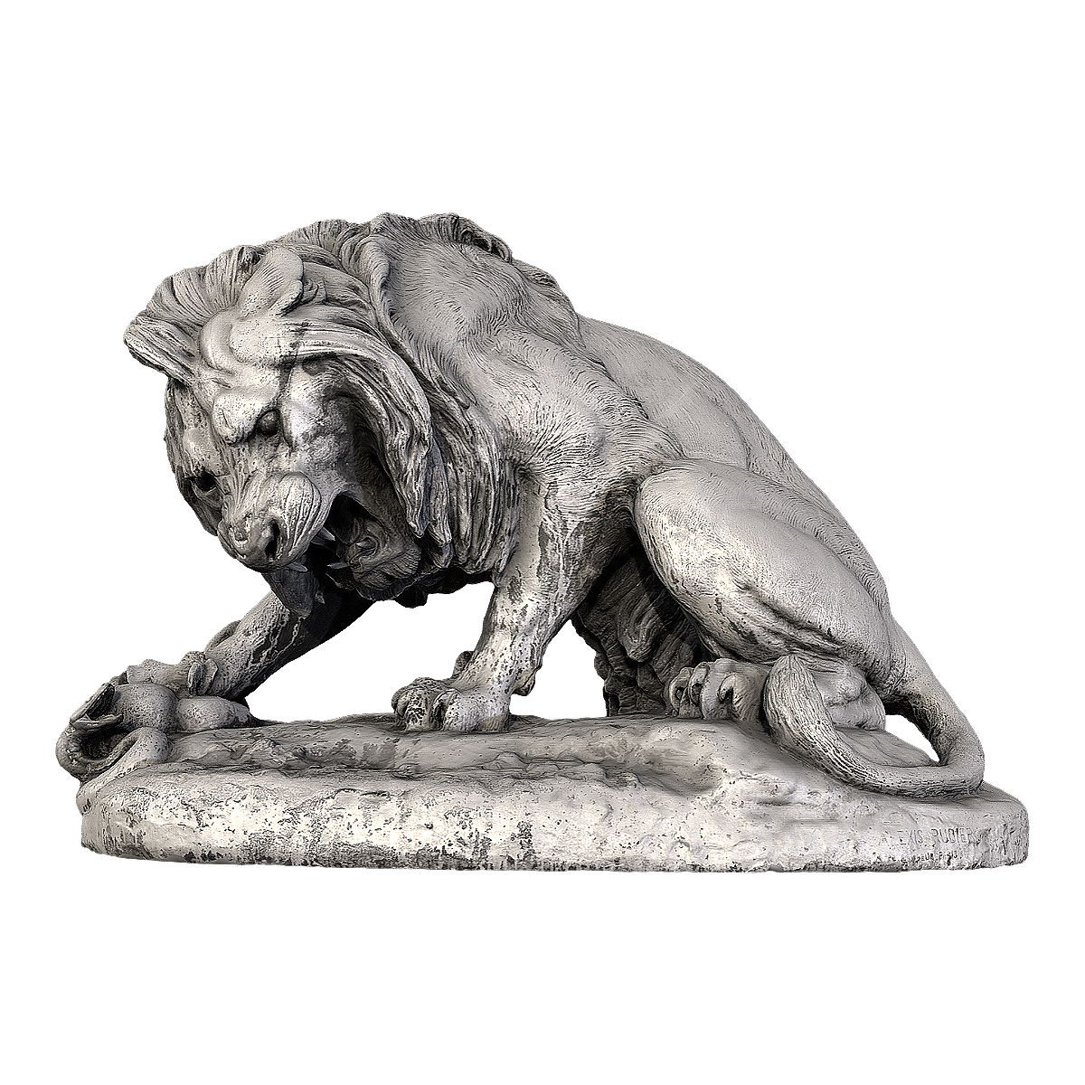 The marble statue of the Lion King crushing the evil snake in Rittenhouse Square