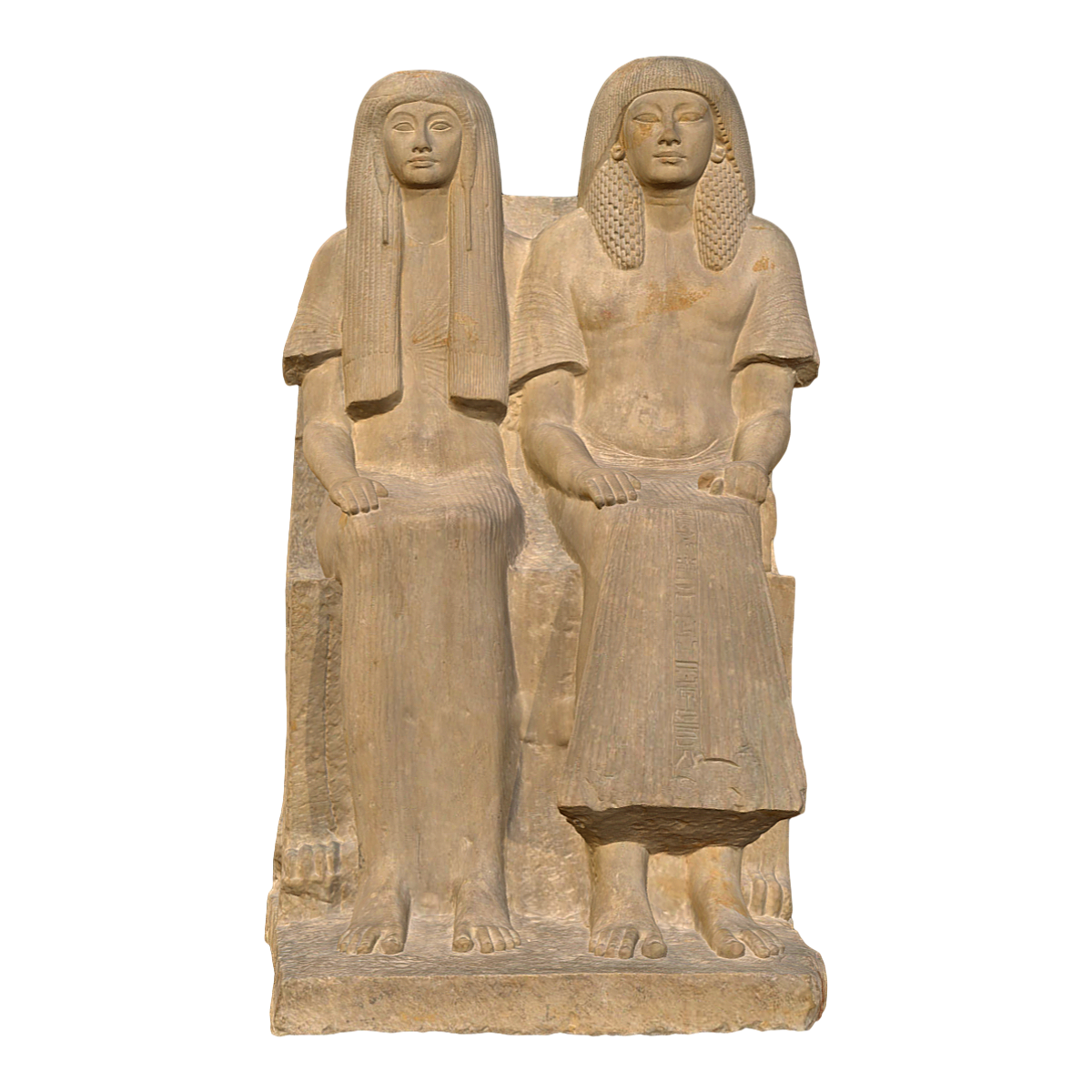 The limestone statues of Sakara and Melit from the New Kingdom period in ancient Egypt