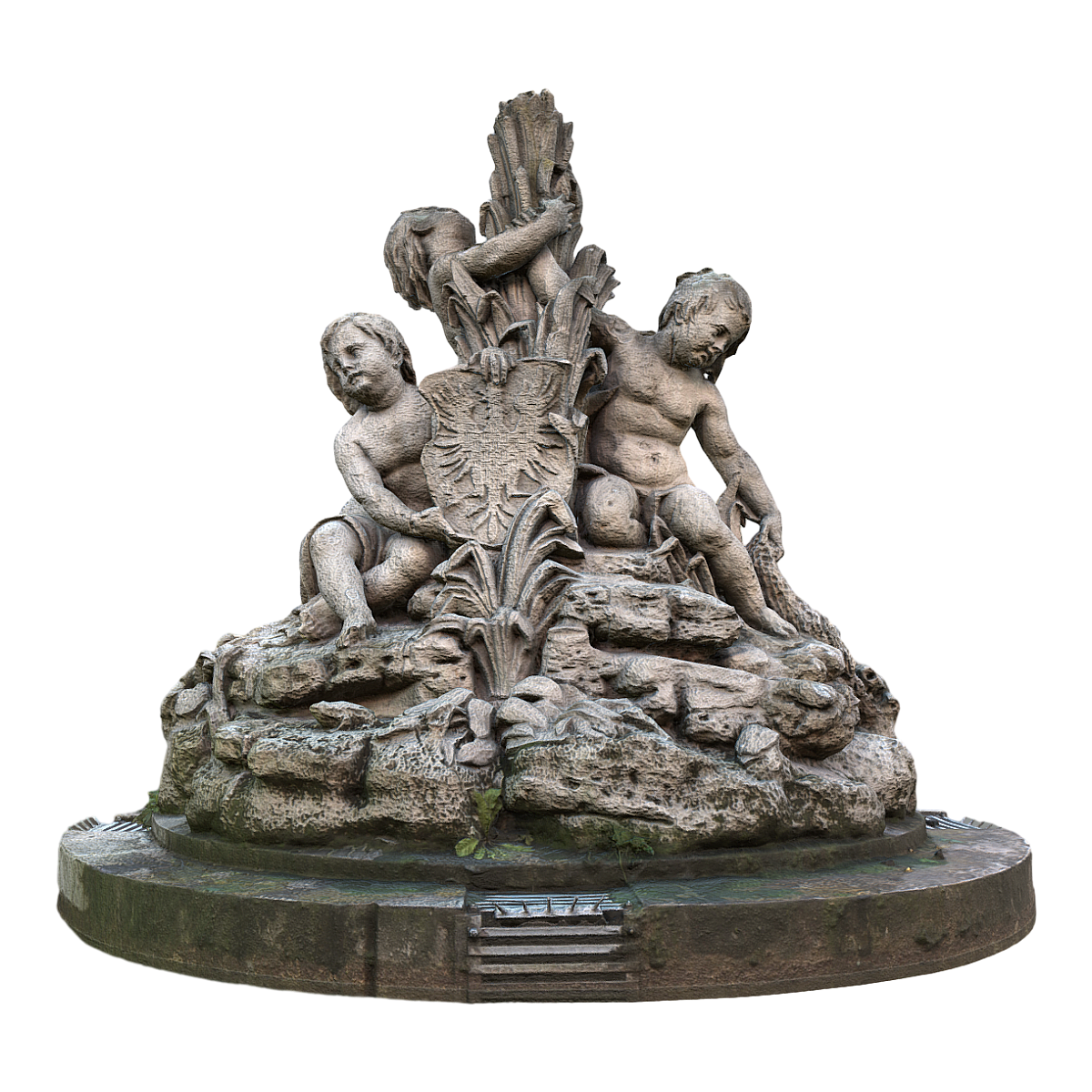 The fountain "Three Little Angels" in Noluzanetskyi Park, Brj, Czech Republic