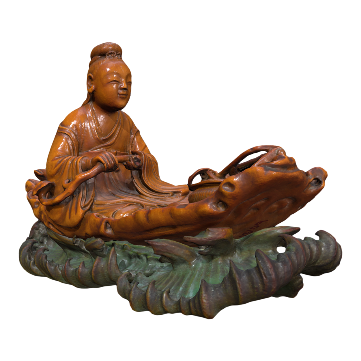 Qing Dynasty boxwood carving "Dao Xian He Xian Gu"