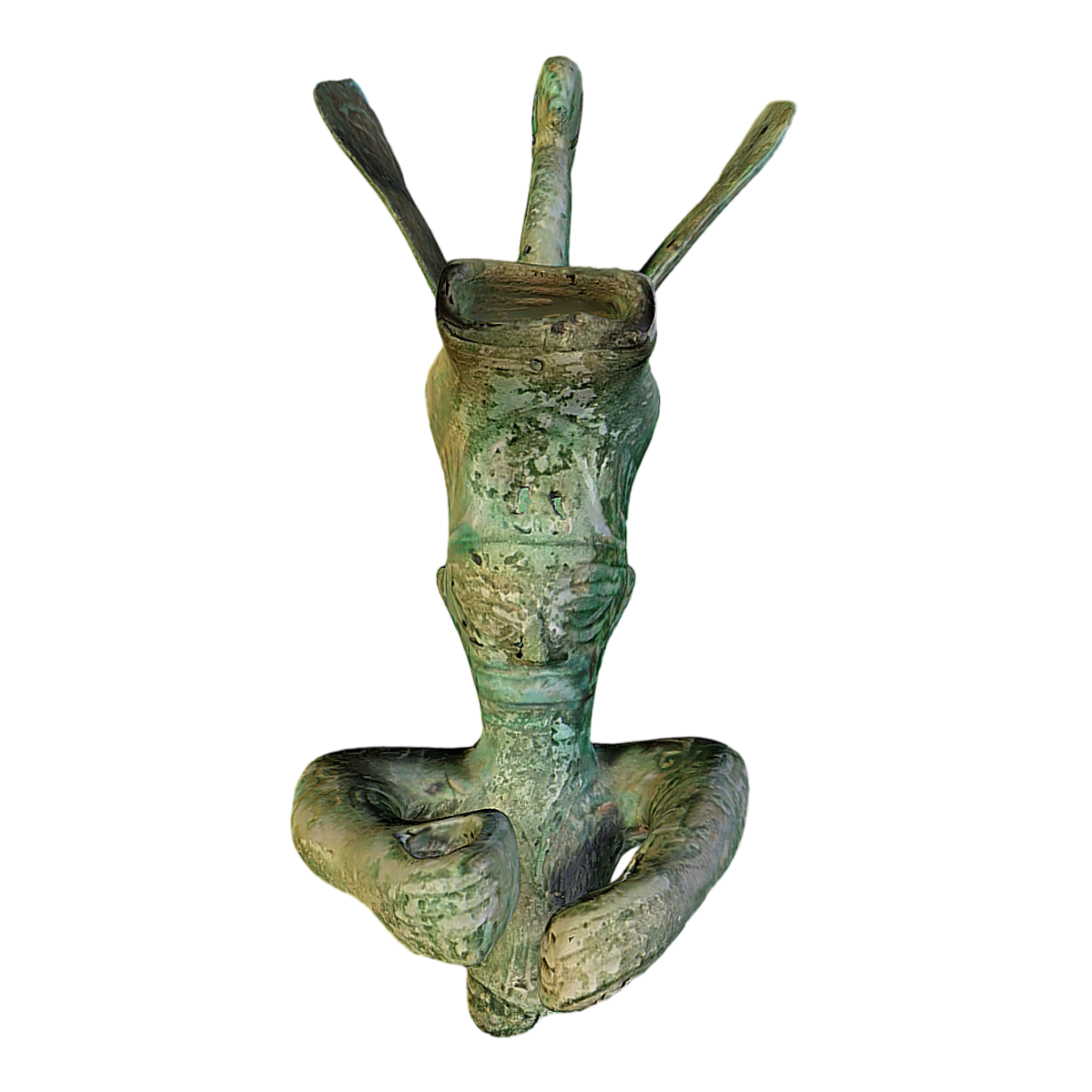 Bronze artifact from Sanxingdui during the ancient Shu Kingdom period, titled 'Bronze Beast Head Crown Portrait'