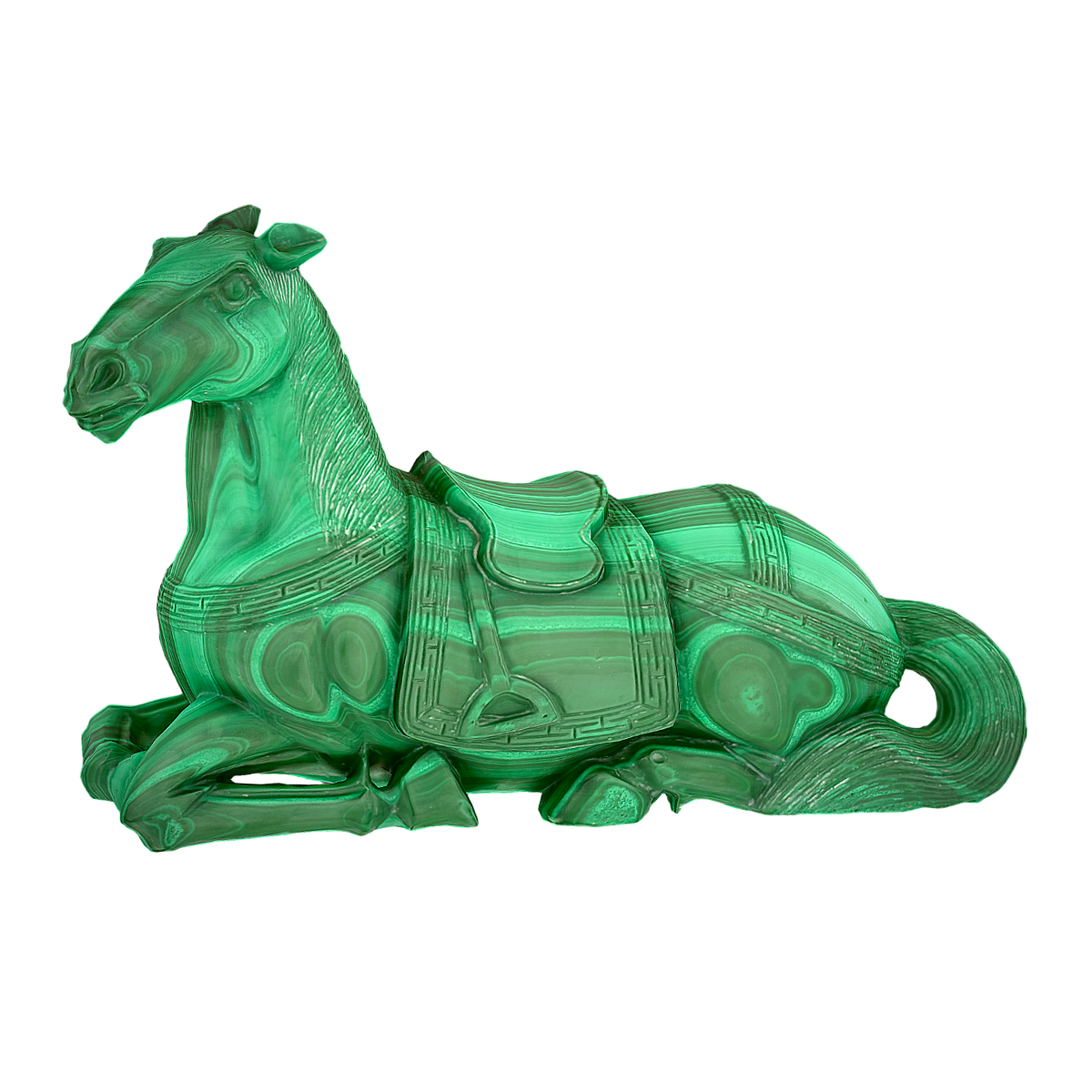 Qing Dynasty handmade sculpture of peacock stone horse