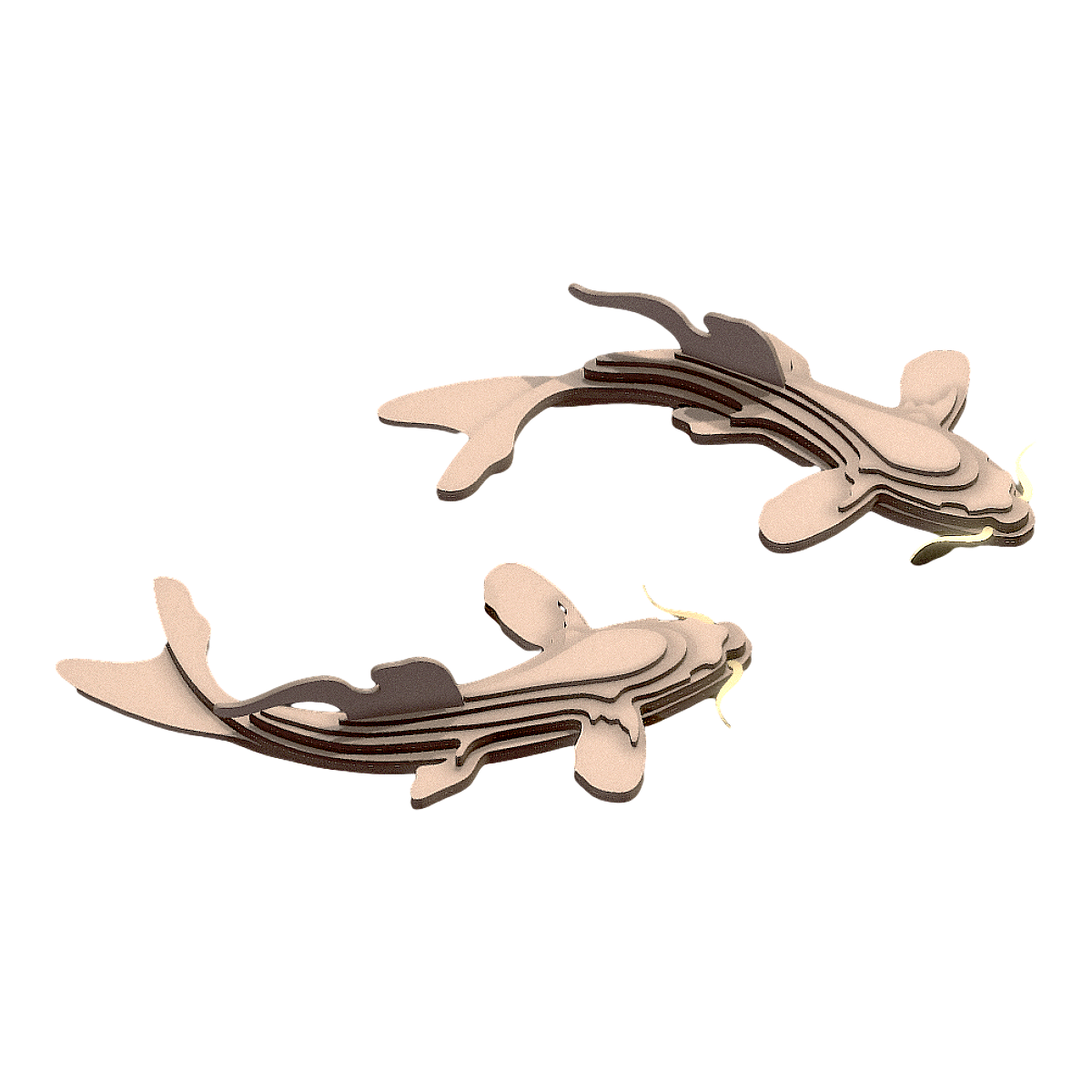 Modern Solid Wood Carved Koi Fish