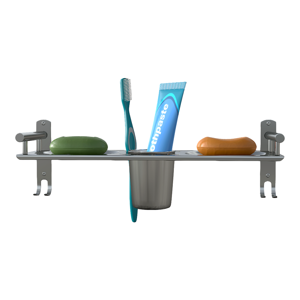 Bathroom wall-mounted soap toothbrush towel rack